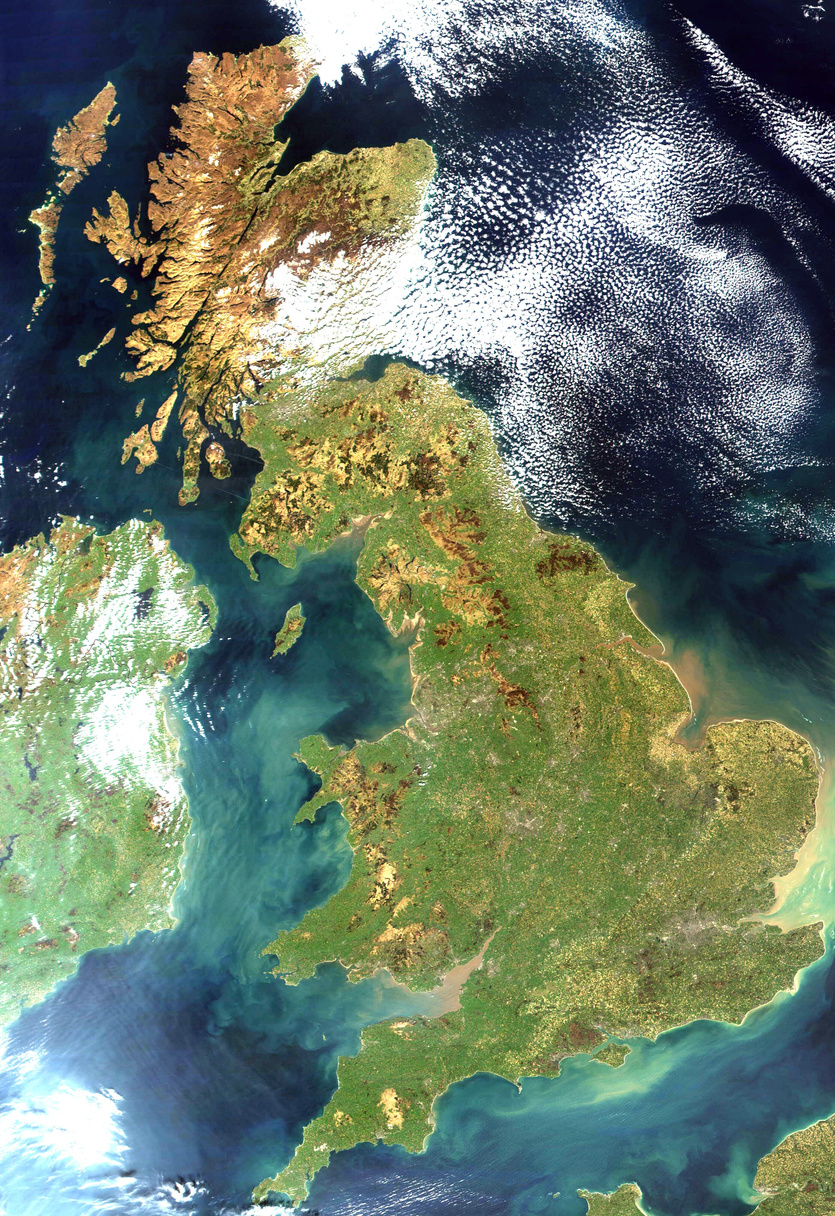 Satellite Image of United Kingdom Map 